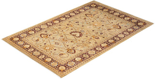 Traditional Mogul Ivory Wool Area Rug 6' 2" x 9' 5" - Solo Rugs