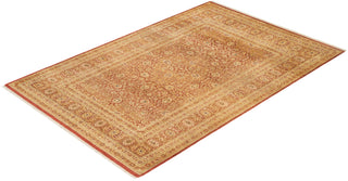 Traditional Mogul Orange Wool Area Rug 6' 2" x 9' 4" - Solo Rugs