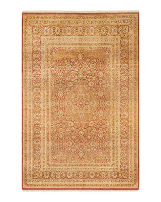 Traditional Mogul Orange Wool Area Rug 6' 2" x 9' 4" - Solo Rugs