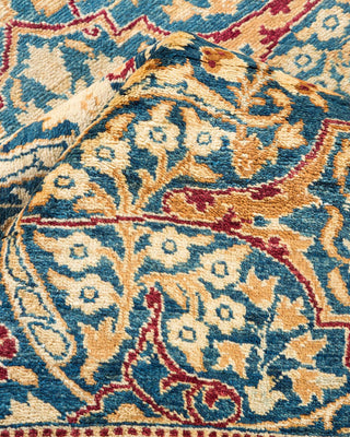 Traditional Mogul Blue Wool Area Rug 6' 1" x 9' 0" - Solo Rugs