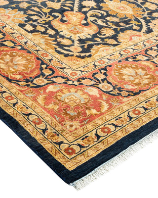 Traditional Mogul Blue Wool Area Rug 6' 1" x 9' 0" - Solo Rugs