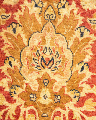 Traditional Mogul Orange Wool Area Rug 6' 1" x 9' 3" - Solo Rugs