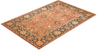 Traditional Mogul Orange Wool Area Rug 6' 1" x 9' 3" - Solo Rugs