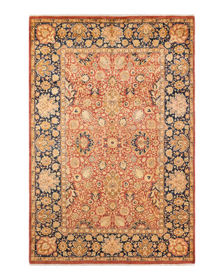 Traditional Mogul Orange Wool Area Rug 6' 1" x 9' 3" - Solo Rugs