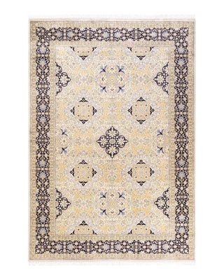 Traditional Mogul Ivory Wool Area Rug 6' 2" x 8' 10" - Solo Rugs