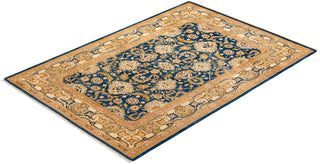 Contemporary Eclectic Blue Wool Area Rug 6' 1" x 9' 0" - Solo Rugs