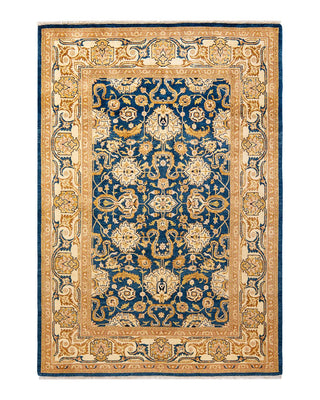 Contemporary Eclectic Blue Wool Area Rug 6' 1" x 9' 0" - Solo Rugs