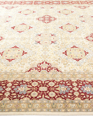 Traditional Mogul Ivory Wool Area Rug 9' 2" x 16' 6" - Solo Rugs