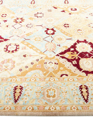 Contemporary Eclectic Ivory Wool Area Rug 6' 2" x 8' 10" - Solo Rugs