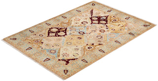 Contemporary Eclectic Ivory Wool Area Rug 6' 2" x 8' 10" - Solo Rugs
