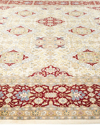 Traditional Mogul Ivory Wool Area Rug 9' 1" x 16' 10" - Solo Rugs