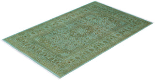 Contemporary Fine Vibrance Light Blue Wool Area Rug 6' 1" x 9' 7" - Solo Rugs