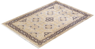 Traditional Mogul Ivory Wool Area Rug 6' 2" x 8' 10" - Solo Rugs