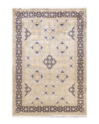 Traditional Mogul Ivory Wool Area Rug 6' 2" x 8' 10" - Solo Rugs