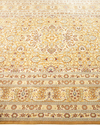 Traditional Mogul Yellow Wool Area Rug 6' 1" x 9' 5" - Solo Rugs