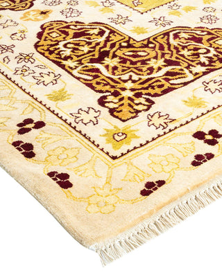 Traditional Mogul Ivory Wool Area Rug 10' 1" x 13' 7" - Solo Rugs