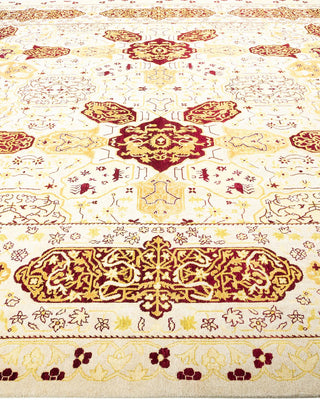 Traditional Mogul Ivory Wool Area Rug 10' 1" x 13' 7" - Solo Rugs