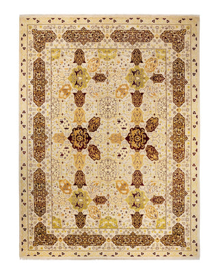 Traditional Mogul Ivory Wool Area Rug 10' 1" x 13' 7" - Solo Rugs