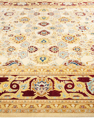 Contemporary Eclectic Ivory Wool Area Rug 8' 10" x 11' 10" - Solo Rugs