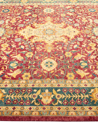 Traditional Mogul Red Wool Area Rug 6' 3" x 9' 1" - Solo Rugs