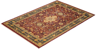 Traditional Mogul Red Wool Area Rug 6' 3" x 9' 1" - Solo Rugs