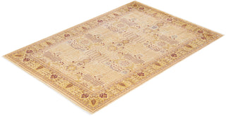 Traditional Mogul Ivory Wool Area Rug 6' 1" x 8' 10" - Solo Rugs