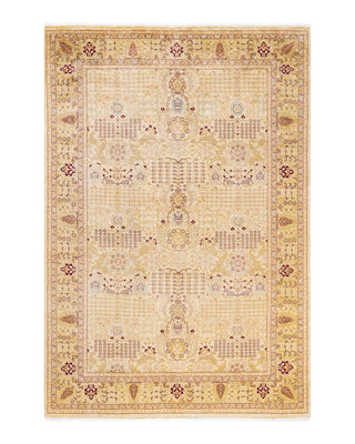Traditional Mogul Ivory Wool Area Rug 6' 1" x 8' 10" - Solo Rugs