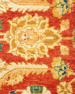 Traditional Mogul Orange Wool Area Rug 6' 3" x 8' 10" - Solo Rugs