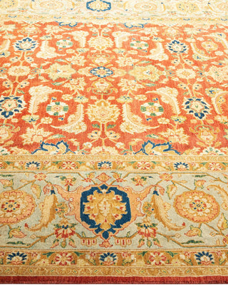 Traditional Mogul Orange Wool Area Rug 6' 3" x 8' 10" - Solo Rugs