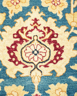Traditional Mogul Blue Wool Area Rug 6' 1" x 8' 10" - Solo Rugs