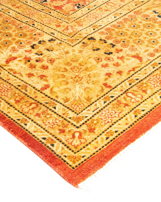 Traditional Mogul Orange Wool Square Area Rug 6' 0" x 6' 5" - Solo Rugs