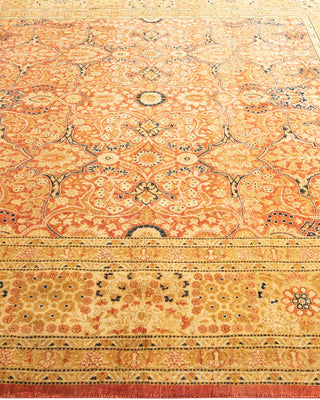 Traditional Mogul Orange Wool Square Area Rug 6' 0" x 6' 5" - Solo Rugs