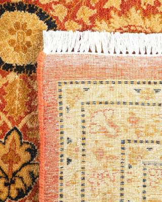 Traditional Mogul Orange Wool Square Area Rug 6' 0" x 6' 5" - Solo Rugs