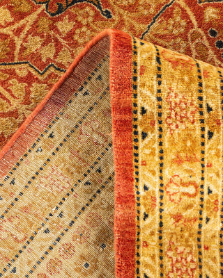 Traditional Mogul Orange Wool Square Area Rug 6' 0" x 6' 5" - Solo Rugs