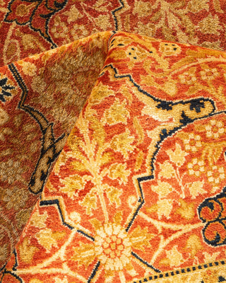 Traditional Mogul Orange Wool Square Area Rug 6' 0" x 6' 5" - Solo Rugs