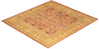Traditional Mogul Orange Wool Square Area Rug 6' 0" x 6' 5" - Solo Rugs