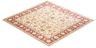 Traditional Mogul Ivory Wool Square Area Rug 6' 0" x 6' 1" - Solo Rugs