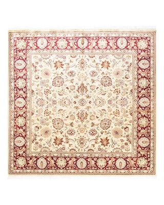 Traditional Mogul Ivory Wool Square Area Rug 6' 0" x 6' 1" - Solo Rugs