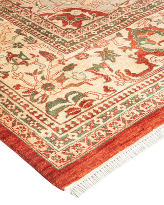 Traditional Mogul Orange Wool Area Rug 9' 2" x 12' 5" - Solo Rugs
