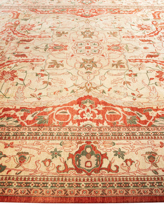 Traditional Mogul Orange Wool Area Rug 9' 2" x 12' 5" - Solo Rugs