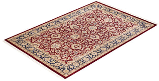 Traditional Mogul Red Wool Area Rug 4' 2" x 6' 2" - Solo Rugs