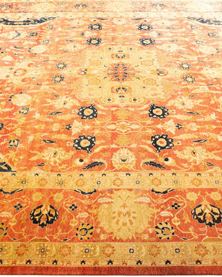 Traditional Mogul Orange Wool Area Rug 8' 1" x 9' 9" - Solo Rugs