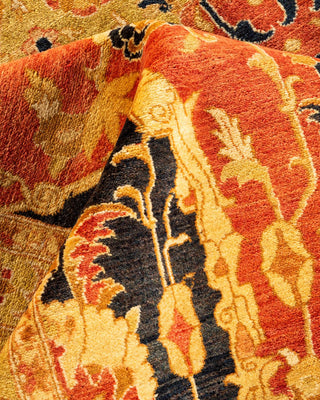 Traditional Mogul Orange Wool Area Rug 8' 1" x 9' 9" - Solo Rugs