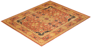Traditional Mogul Orange Wool Area Rug 8' 1" x 9' 9" - Solo Rugs