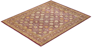 Traditional Mogul Purple Wool Area Rug 8' 1" x 10' 2" - Solo Rugs