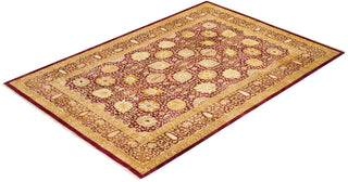 Traditional Mogul Red Wool Area Rug 6' 1" x 8' 10" - Solo Rugs