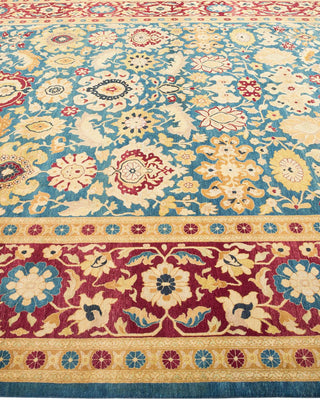 Traditional Mogul Green Wool Area Rug 9' 3" x 11' 10" - Solo Rugs