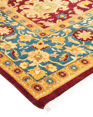 Traditional Mogul Purple Wool Area Rug 6' 3" x 8' 10" - Solo Rugs