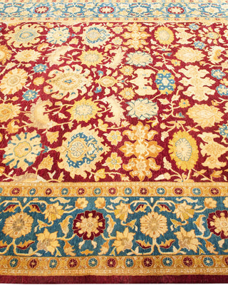 Traditional Mogul Purple Wool Area Rug 6' 3" x 8' 10" - Solo Rugs
