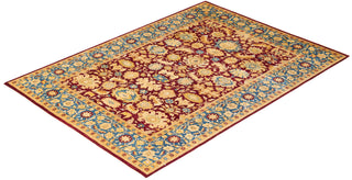 Traditional Mogul Purple Wool Area Rug 6' 3" x 8' 10" - Solo Rugs